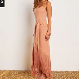 Vici Peach Maxi Dress with Fringe Detail
